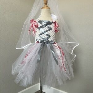 Kids Zombie Bride Costume with Veil